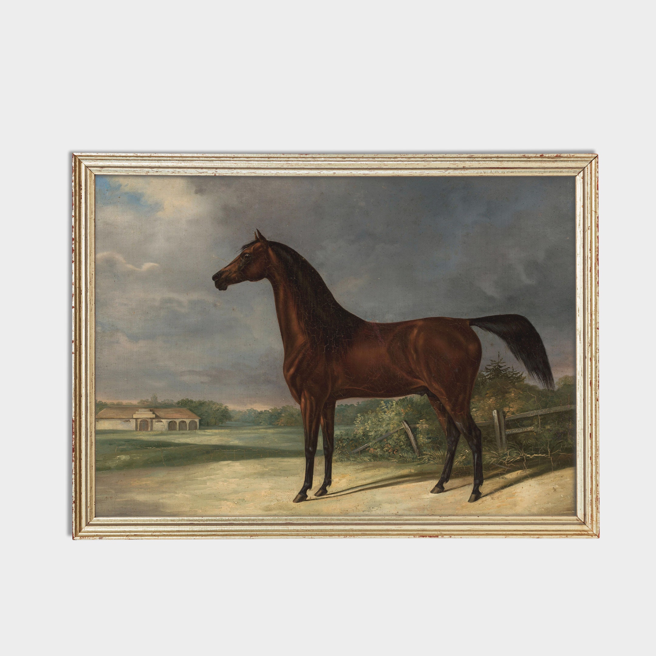 Vintage Horse Painting Antique Equestrian Print Moody - Etsy