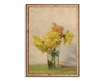 Still Life with Yellow Flowers | Vintage Floral Painting | Antique Flower Bouquet Print | Digital Download | Printable Wall Art | Fine Art