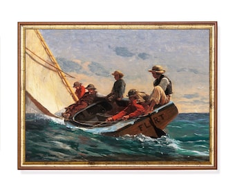 Grabado de Winslow Homer navegando: arte náutico del siglo XIX
