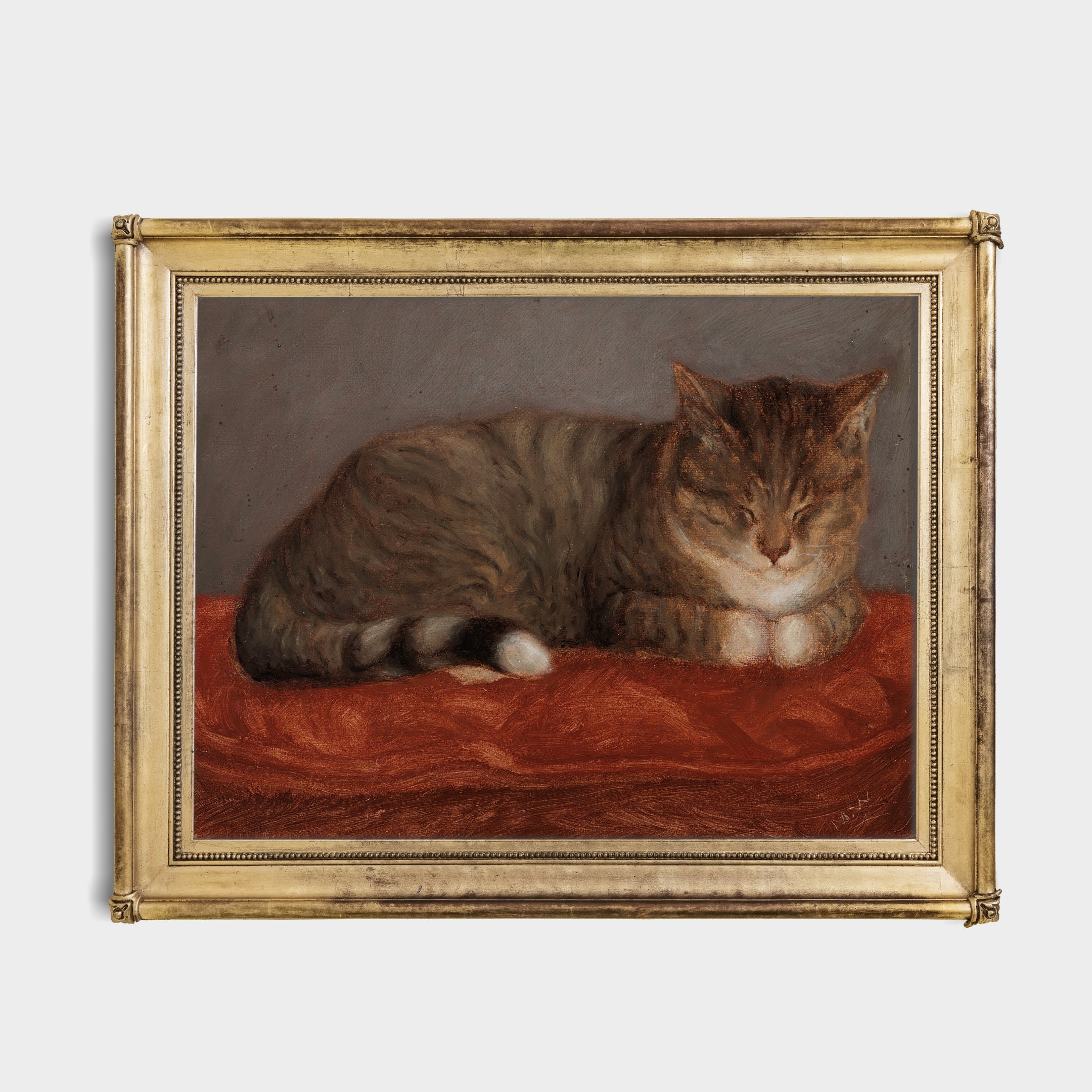 絵画 油絵風プリント アンティーク風 猫 アンティーク油絵 猫 - ANTIQUE LEAVES