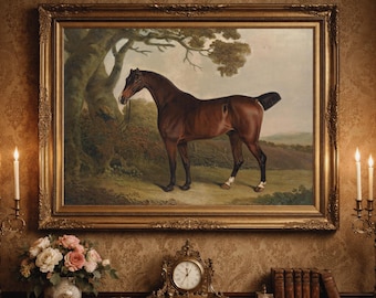Vintage Horse Painting | Antique Equestrian Art, Farmhouse Decor (Digital Download)