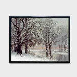 Snowy Forest Landscape Winter Wonderland Vintage Painting Antique ...