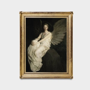 Dipinto d'epoca di un angelo: stampa artistica di un ritratto di donna lunatica immagine 3