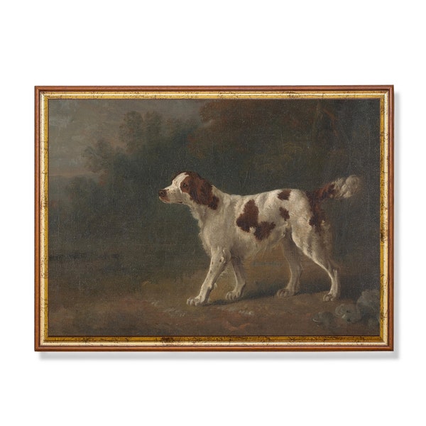 Vintage Dog Painting | Antique Animal Print | Moody Rustic Painting | Digital Download | Printable Wall Art | Farmhouse Decor | Fine Art