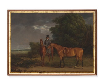 Cuadro de caballo vintage: lámina de arte ecuestre antiguo, decoración de granja
