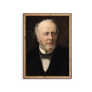 Vintage Gentleman Portrait Print: Moody Antique Oil Painting