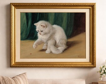 Vintage Katzenmalerei | Antikes Kätzchen Portrait (Digitaler Download)
