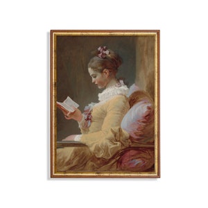 Printed and Shipped | Vintage Painting | Woman Reading Book | Antique Portrait Art | Victorian Lady Print | Above Bed Art | Physical Prints
