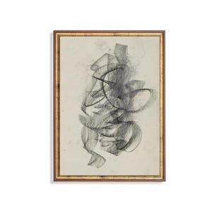 Vintage Abstract Sketch Art Print: Neutral Rustic Home Decor