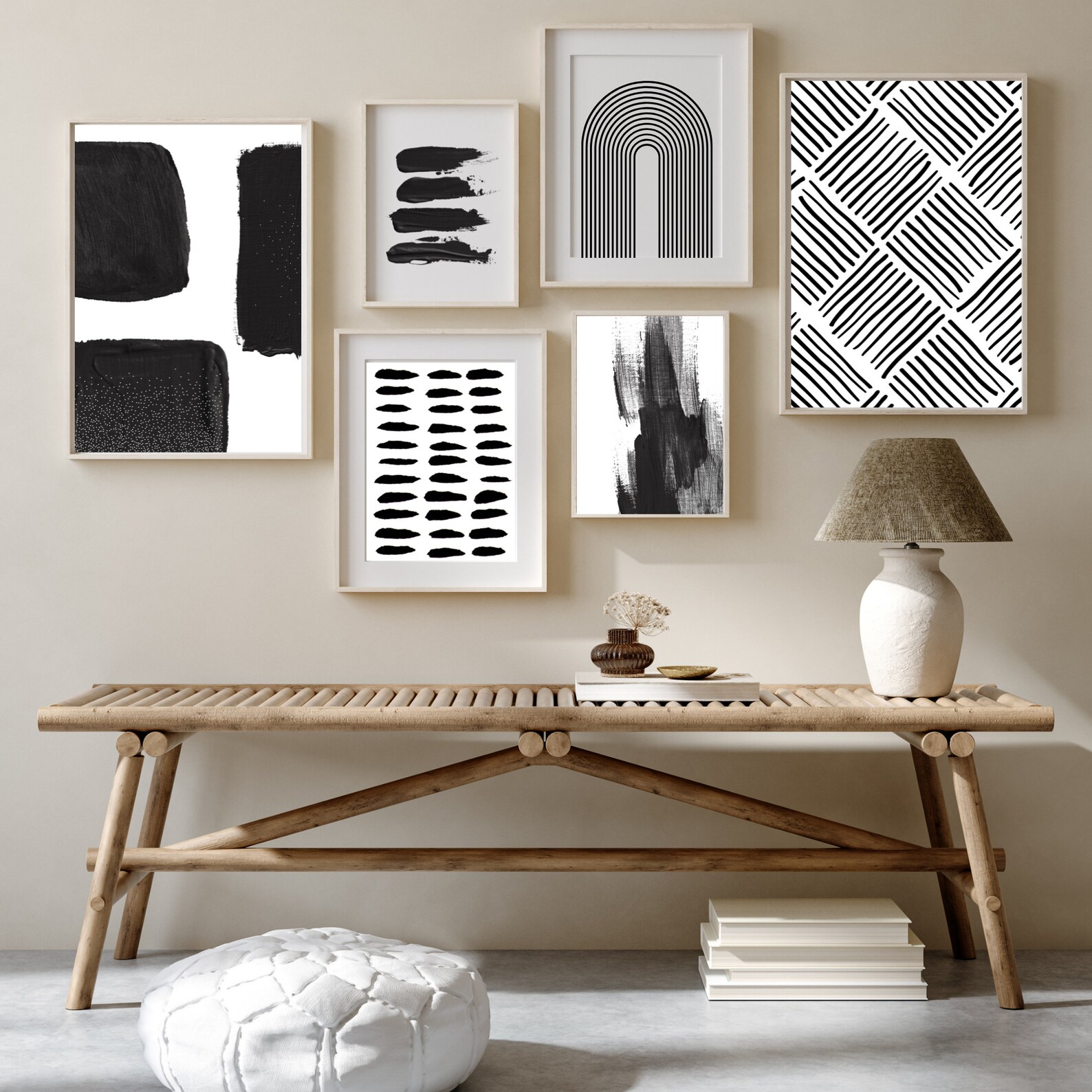 Black and White Art Set of 6 Prints Gallery Wall Set Abstract - Etsy