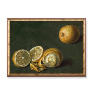 Vintage Zitrone Stillleben Print: Rustikale Küchen Wand Kunst