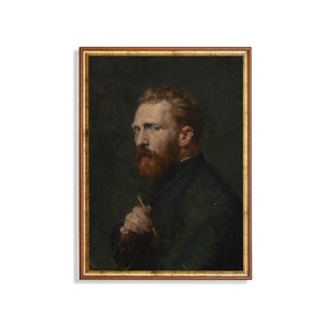 Vincent van Gogh Self Portrait Print – Antique 19th Century Dutch Artist Painting, Moody Impressionist Wall Art, Vintage Digital Download