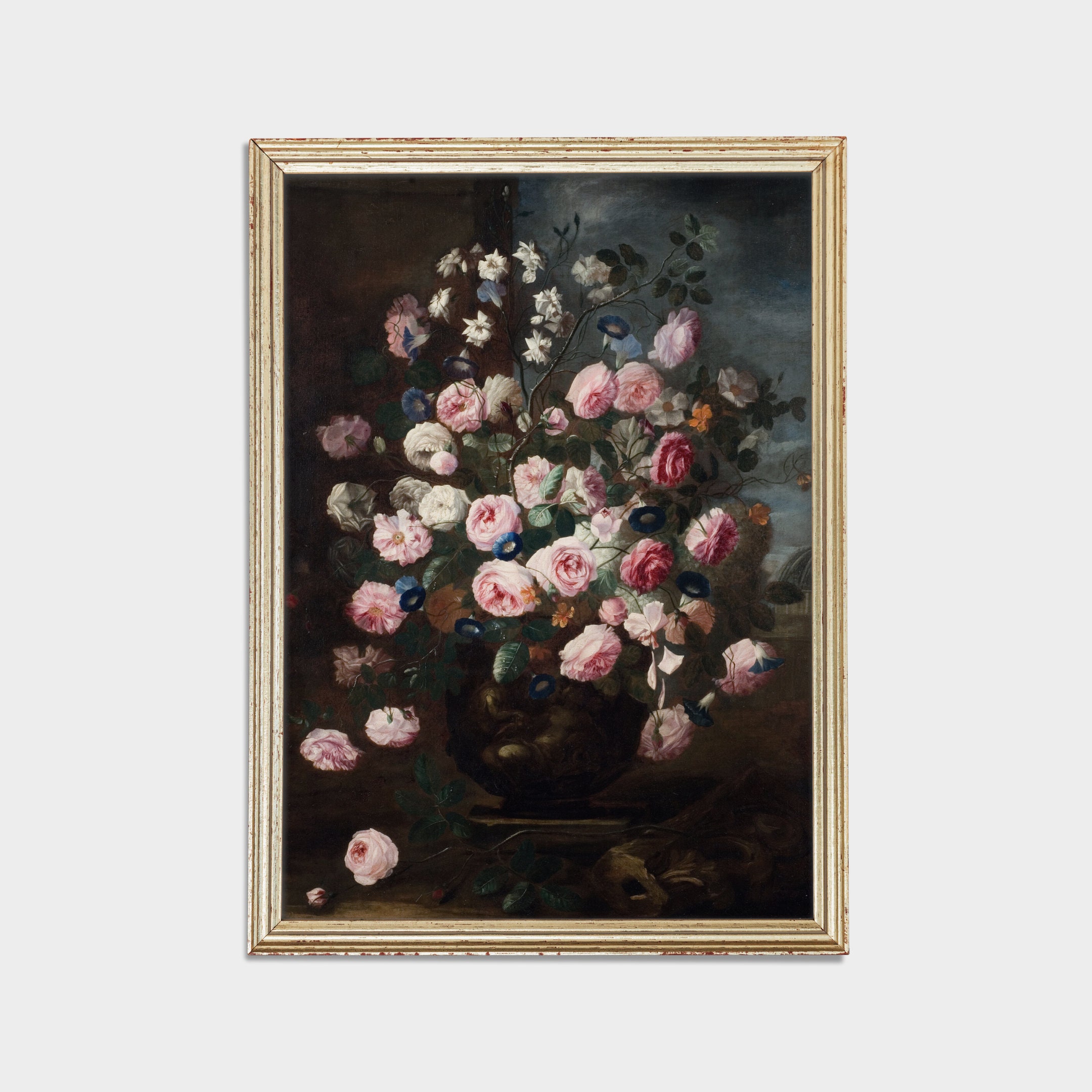 ヴィンテージのバラと朝顔の絵画：17世紀オランダの花の芸術（デジタル