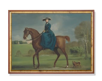 Victorian Equestrian Art Print: Lady on Horse, Farmhouse Decor (Digital Download)