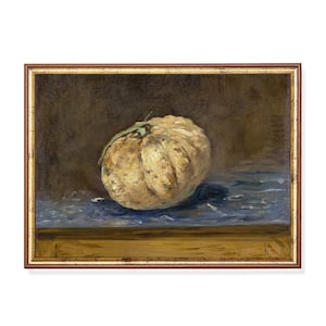 Vintage Melon Still Life Painting: Rustic Kitchen Print