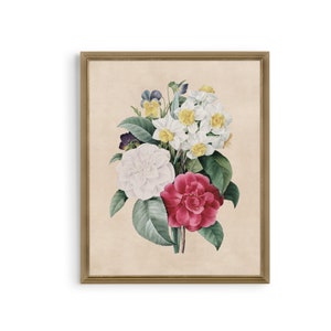 Vintage Flower Bouquet Print: Antique Botanical Wall Art