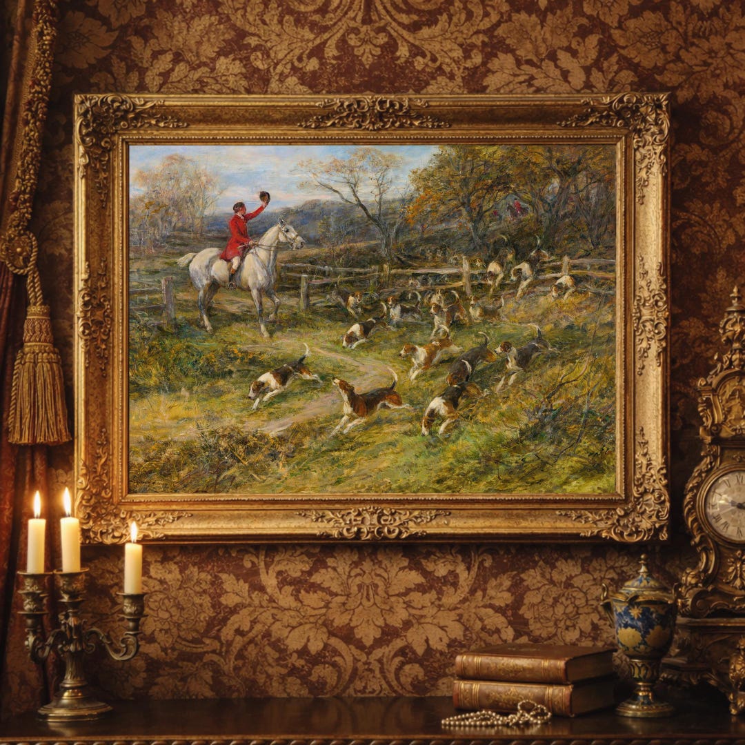 Equestrian Hunt Scene Print: Vintage English Countryside Art (digital ...