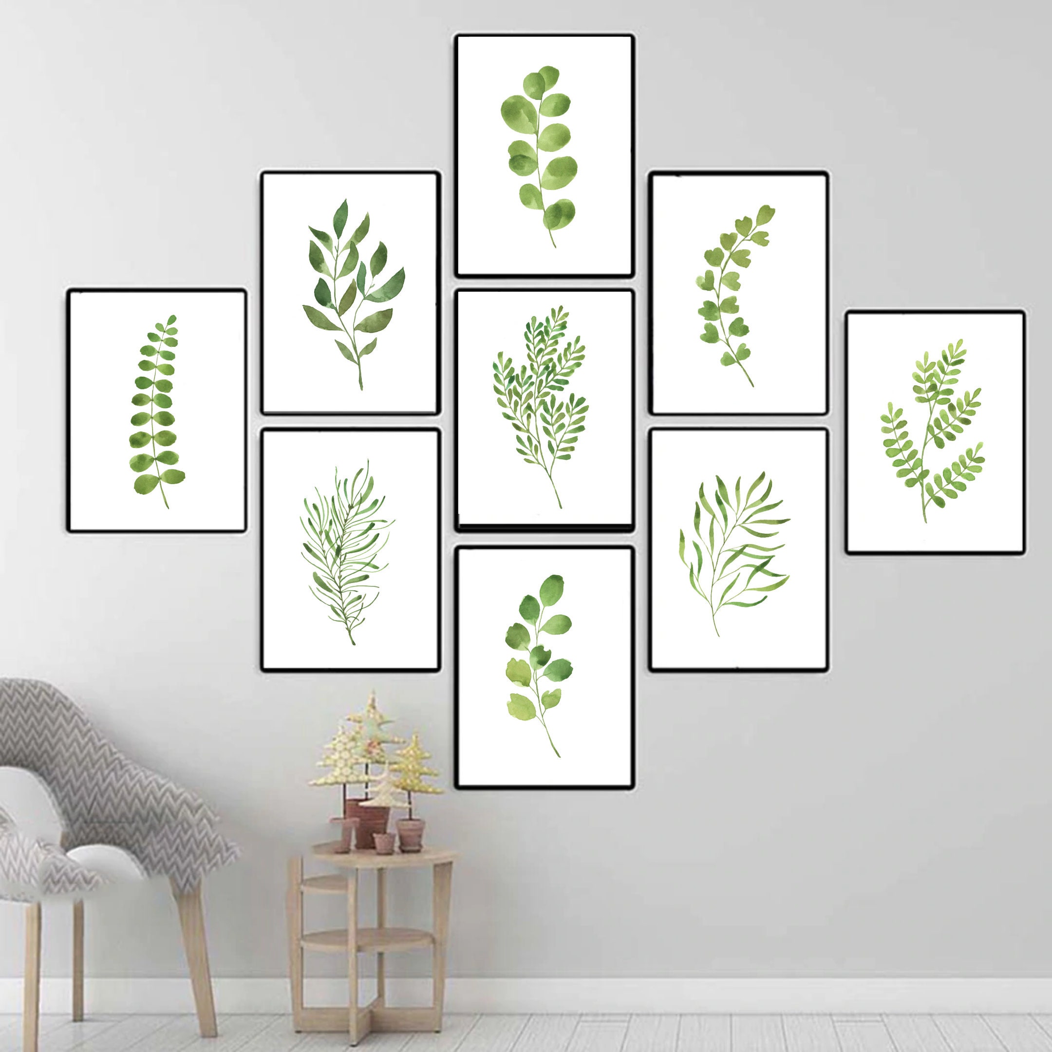 Gallery Wall Set Set Of 9 Prints Botanical Print Set Instant Etsy