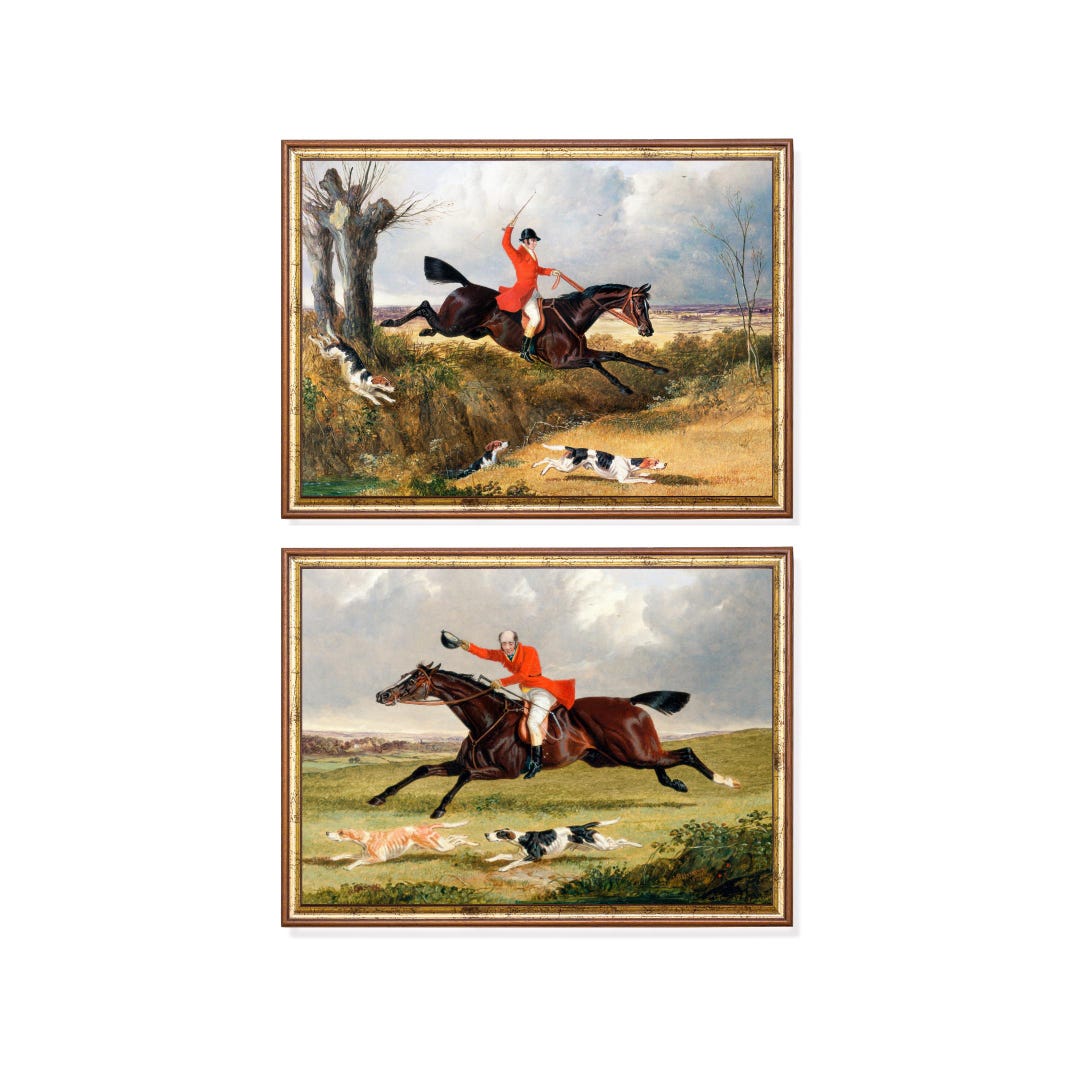 Vintage Fox Hunting Print Set, Equestrian Horse Art, English Hunt ...