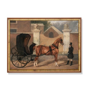 Vintage Horse and Carriage Print: 18th Century Rustic Wall Art