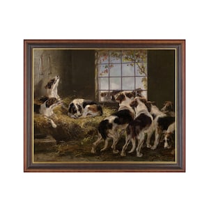 Vintage Dog Painting: Antique Hound Pack Art Print