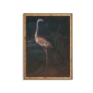 Vintage Flamingo Painting: Rustic Bird Art Print (Digital Download)