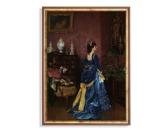 painting of woman in blue dress A lady by John Singleton Copley Wall Art Woman in blue dress reading,