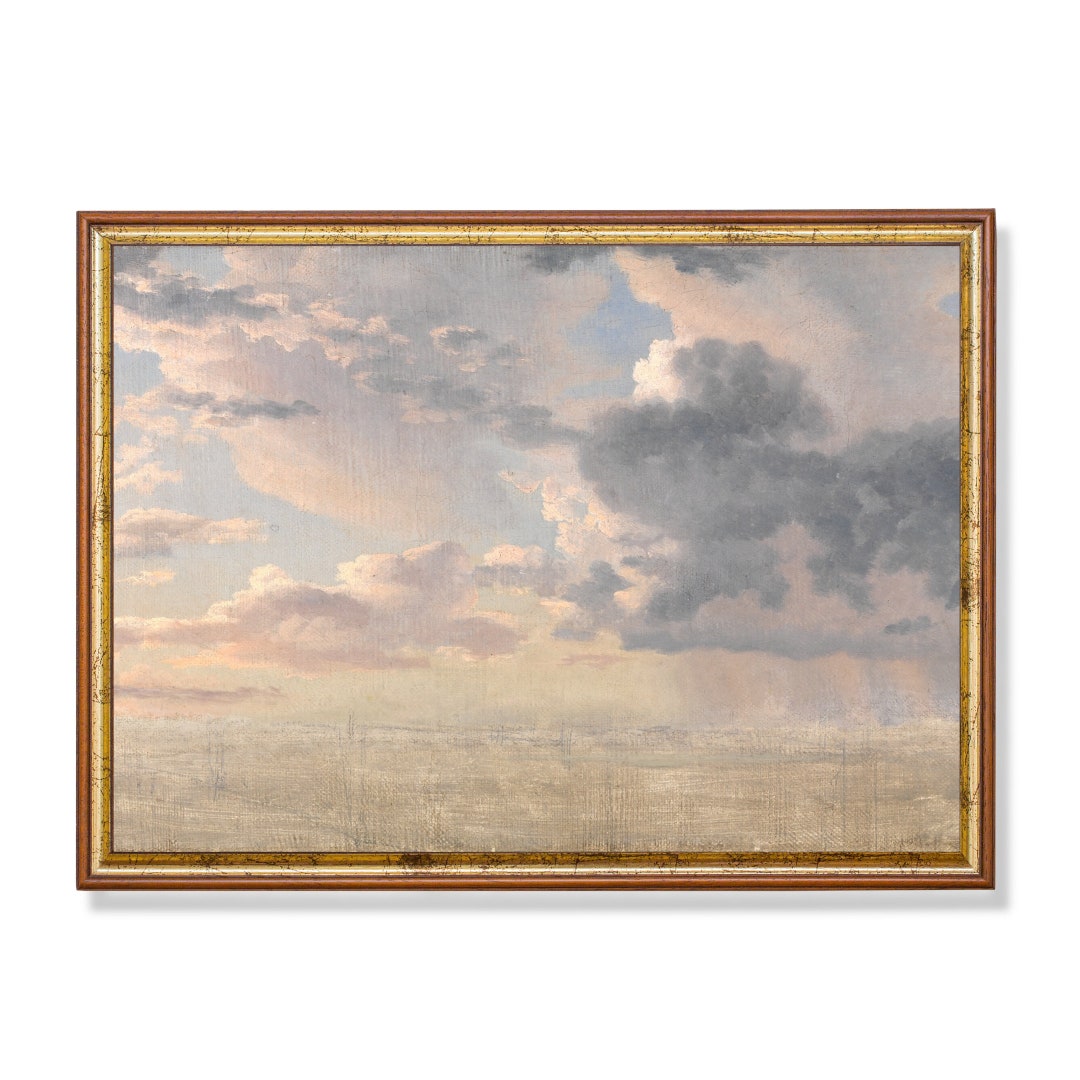 Printed and Shipped | Vintage Cloud Study | Antique Sky Painting ...
