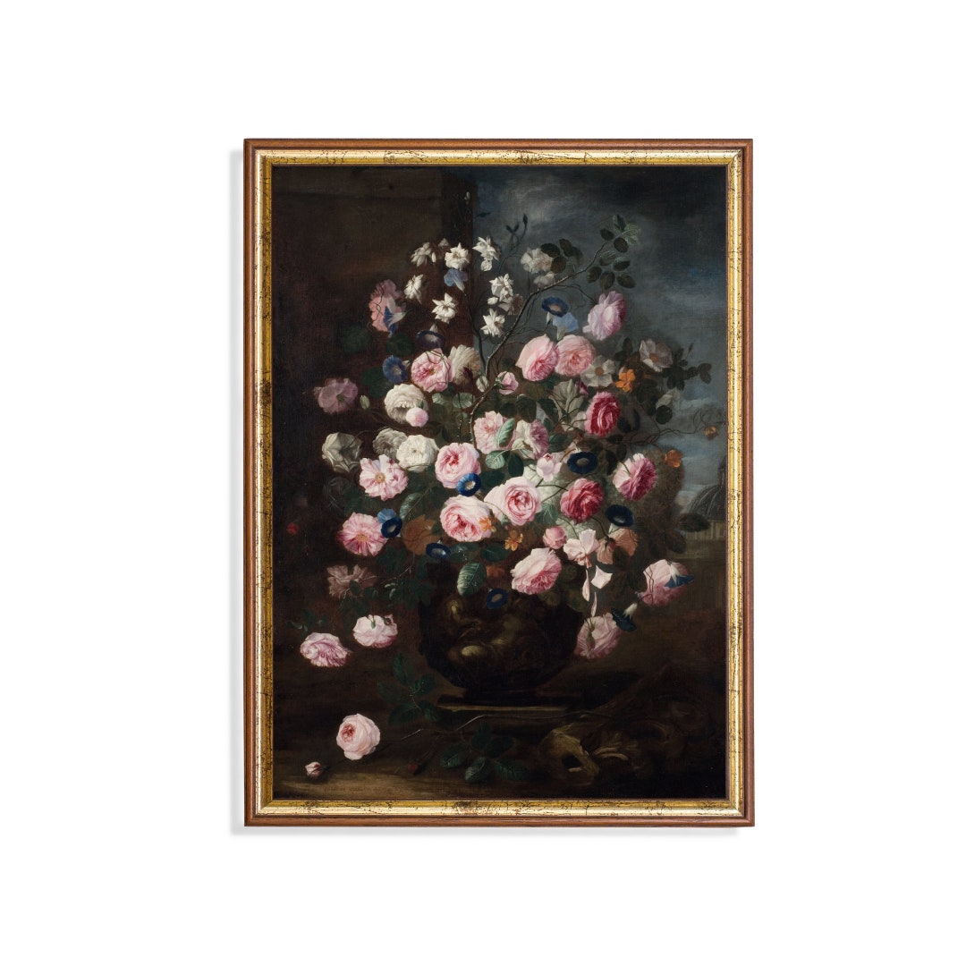Vintage Floral Still Life Print: Moody Rustic Roses Fine Art - Etsy
