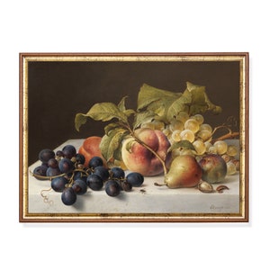 Dipinto vintage di natura morta di frutta: arredamento da cucina in stile rustico (stampa spedita)