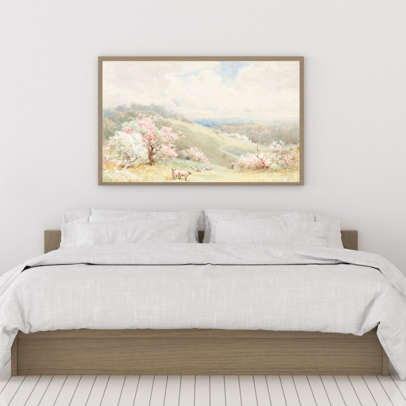 Vintage Landscape Wall Art Antique Painting Farmhouse Decor - Etsy