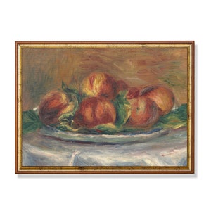 Vintage Peach Still Life Print: Rustic Farmhouse Kitchen Art (Digital Download