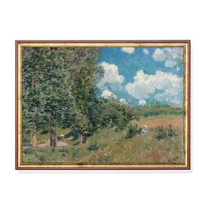Vintage French Landscape Print: Antique Oil Painting Art