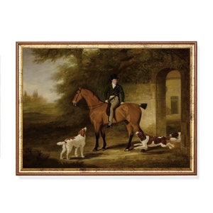ヴィンテージの馬と犬の版画：アンティークの馬術美術