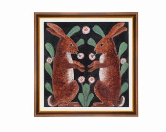Vintage Hares Art Print: Antique Animal Artwork