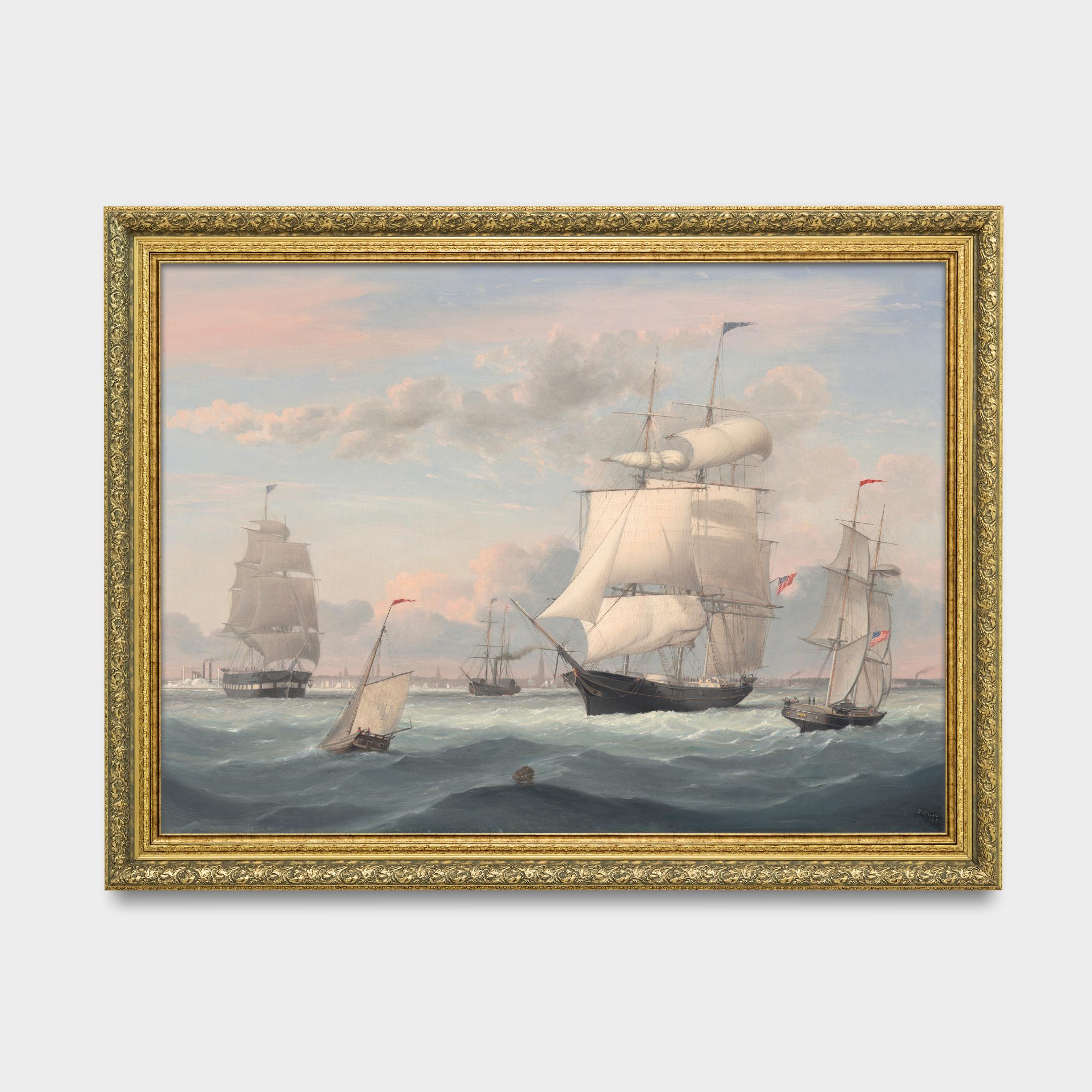 19th Century Sailing Ship Art Print: Pink Sky Maritime Seascape - Etsy