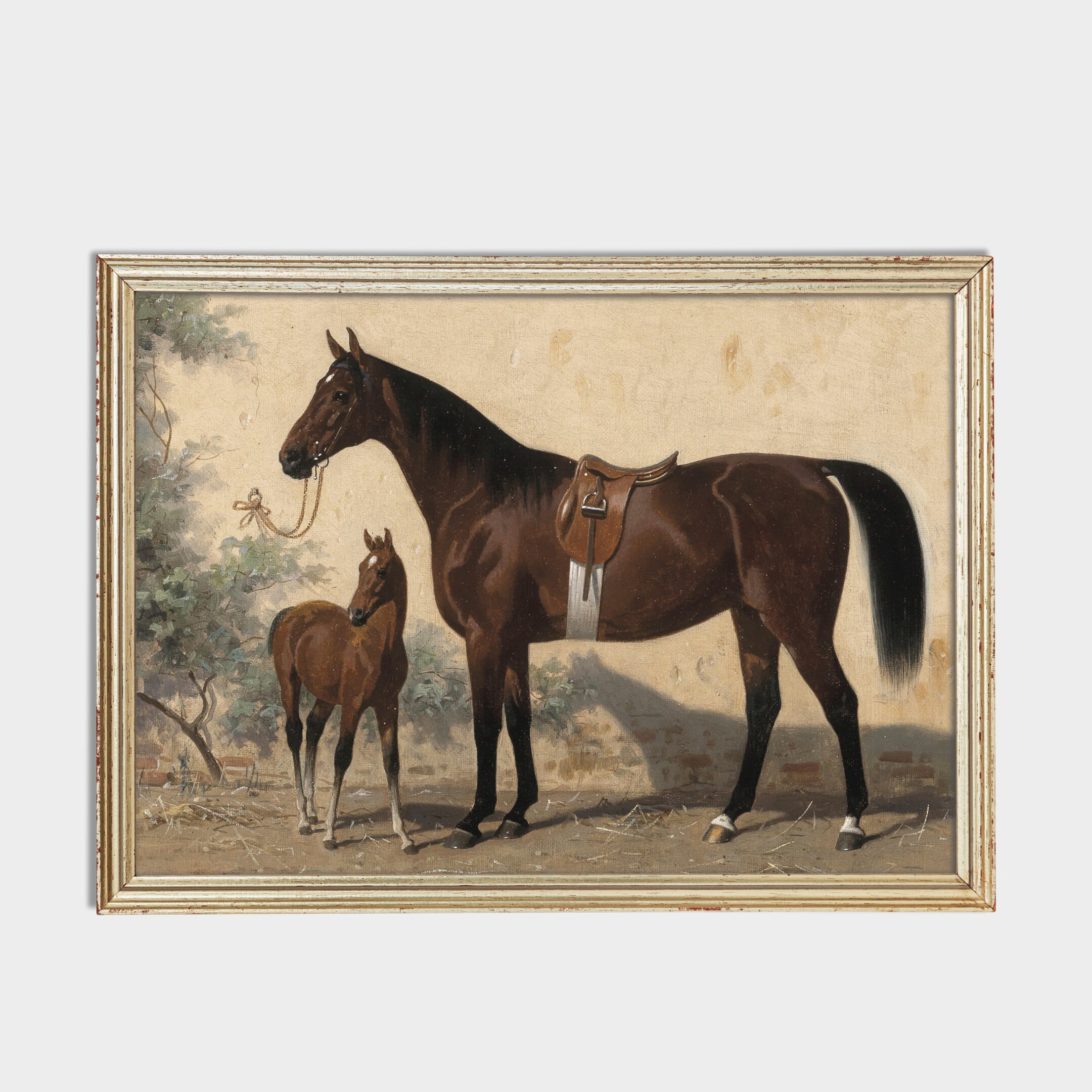 Vintage Horse Painting Antique Equestrian Print Digital Etsy