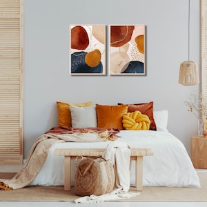Set Of 2 Abstract Prints Navy Blue Terracotta Burnt Orange beige Boho Wall Art Printable Bohemian Decor Digital Download Living Room Prints image 5