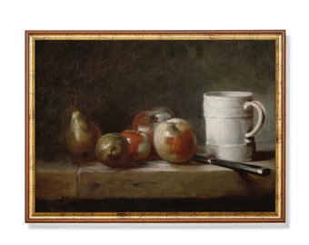 Vintage Fruit Still Life Painting: Farmhouse Kitchen Art Print