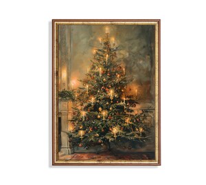 Toile Décorative Sapin De Noël Style Victorien - 40x60 Cm - Impression HD, Sans Cadre