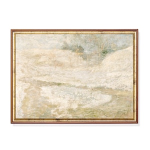 Vintage Landscape Painting | Antique Muted Riverscape Print | Neutral Farmhouse Decor | Digital Download | Printable Wall Art | Fine Art