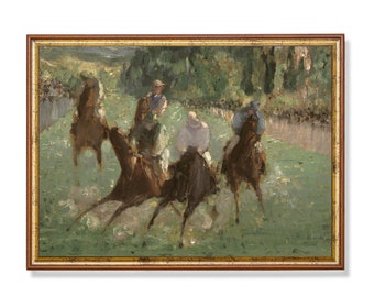 Vintage Pferderennen Malerei: Antiker Kunstdruck