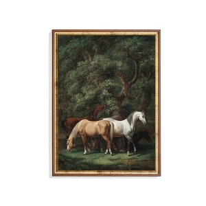 Vintage Horse Painting: Moody Equine Art Print, Farmhouse Decor