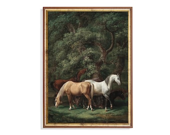 Vintage Horse Painting: Moody Equine Art Print, Farmhouse Decor