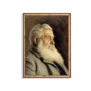 Vintage Gentleman Portrait Print: Moody Rustic Oil Painting