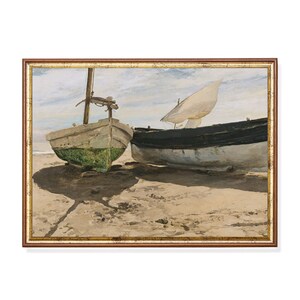 Vintage Boats Painting | Antique Sailing Boat Print | Nautical Decor | Oil Painting | Digital Download | Printable Wall Art | Fine Art Print