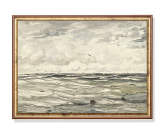 Alte Landschaftsmalerei: Antikes Ozean-Strand-Küstenbild