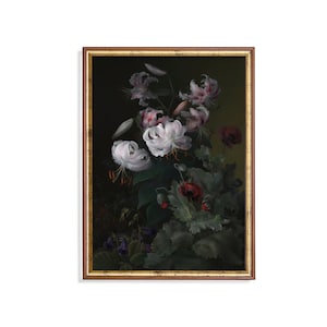 郵送プリント | 花のあるヴィンテージ静物画 | アンティーク花柄絵画 | プリントして発送 | 農家風装飾 | 素朴なファインアートプリント