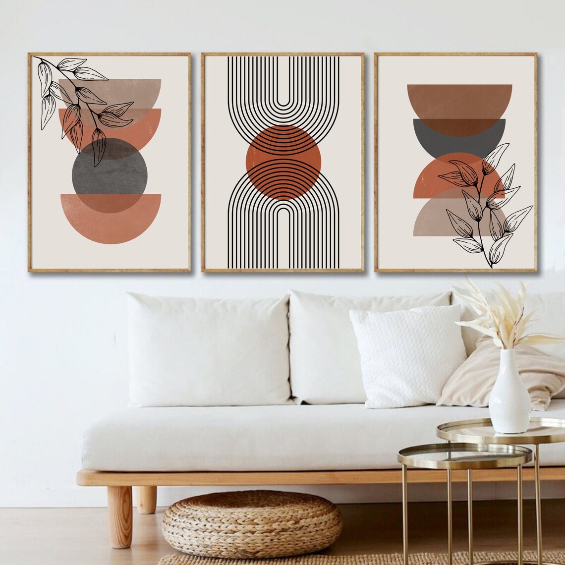 3 Piece Wall Art Boho Prints Set of 3 Mid Century Modern Etsy India