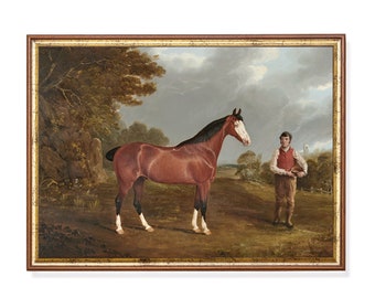 Cuadro de caballo vintage: lámina de arte ecuestre antiguo, decoración de granja